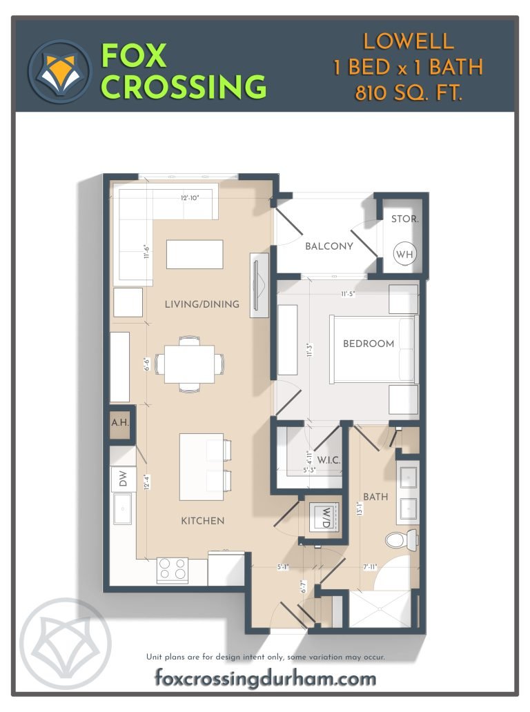 1 Bed 1 Bath Floor Plan Lowell 1 Bedroom