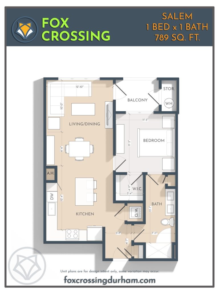 1 Bed 1 Bath Floor Plan Salem 1 Bedroom