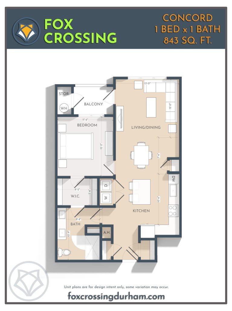 1 Bed 1 Bath Floor Plan Concord 1 Bedroom Apartment Concord A 1 Bedroom