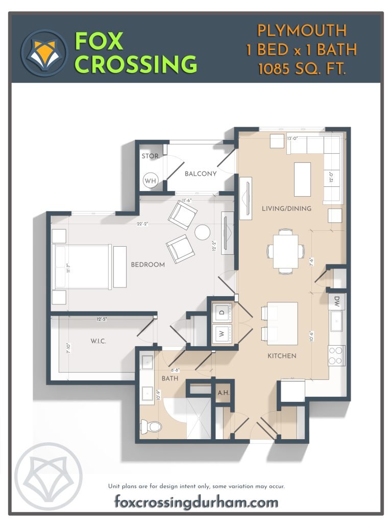1 Bed 1 Bath Floor Plan Plymouth 1 Bedroom