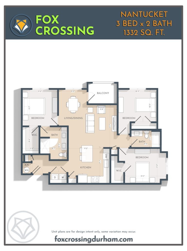 3 Bed 2 Bath Floor Plan Nantucket 3 Bedroom