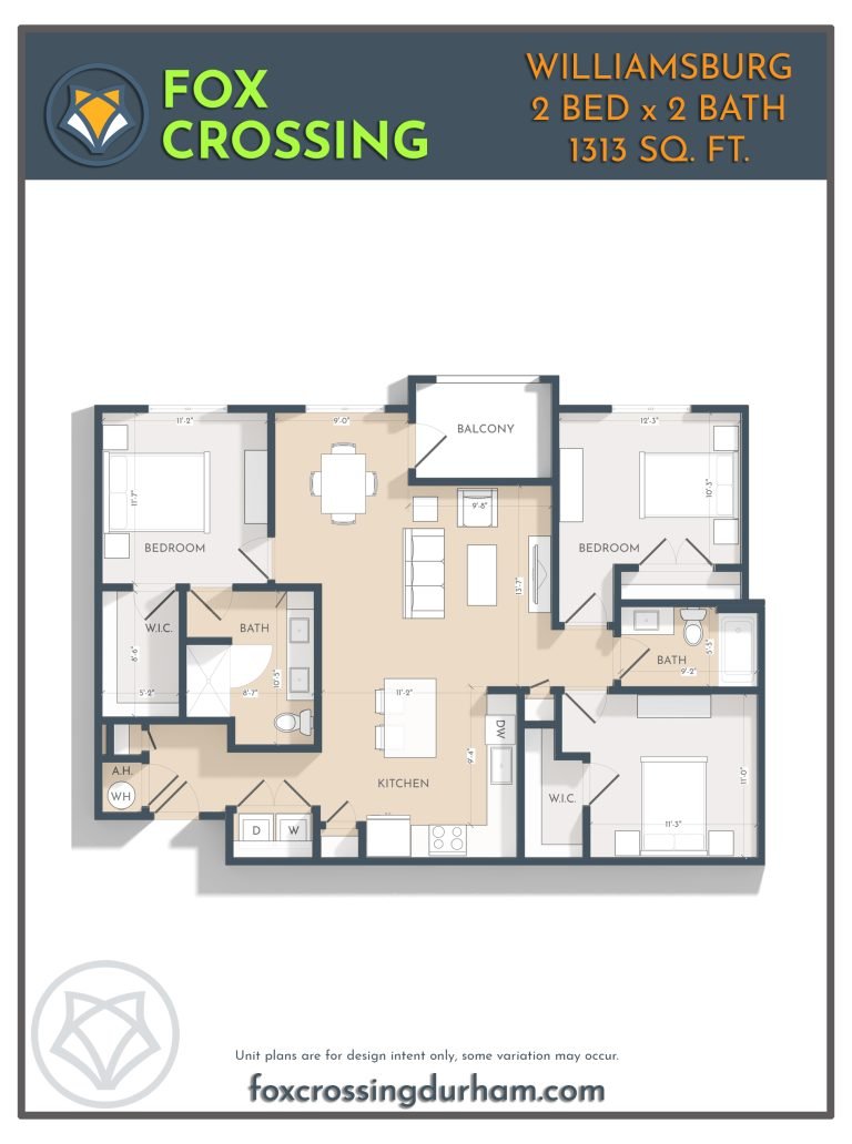 2 Bed 2 Bath Floor Plan Williamsburg 3 Bedroom Williamsburg A 3 Bedroom